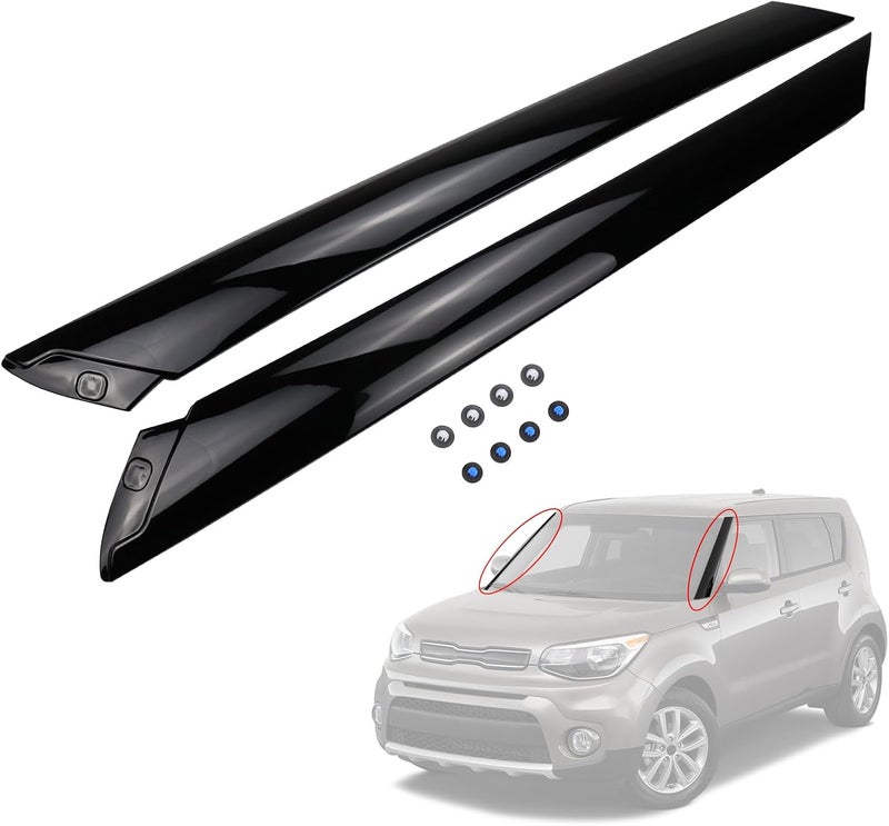 USTAR Windshield Pillar Trim Exterior Molding Pair Front Right Passenger and Left Driver Side Compatible with 2014-2019 Kia Soul 86170-B2000 86180-B2000 Kia Soul Windshield A-Pillar Trim - Image 1